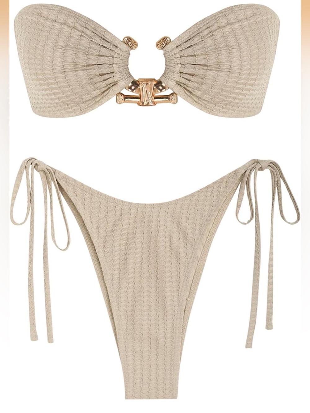 Cutout Bandeau Bathing Suit Strapless Textured String Beach Outfits 1883/bb6-2